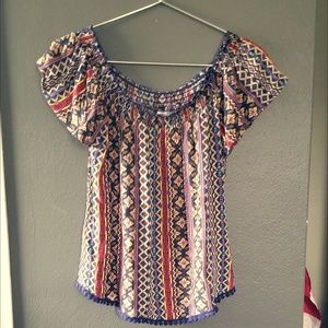 Patterned Flutter Sleeved Blouse